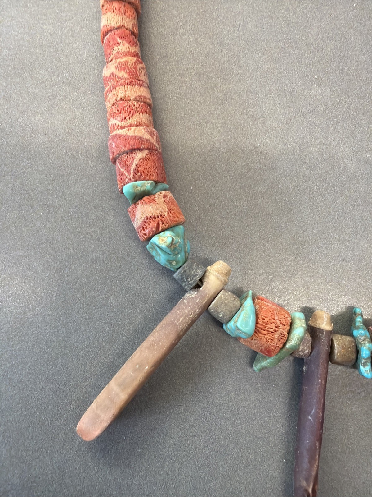 Jw1 Lava Rock, Turquoise, & Wood Beaded Necklace D133