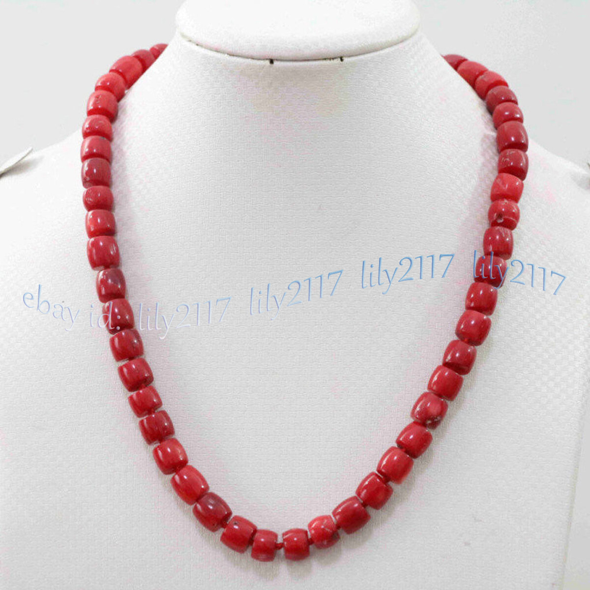 8-10mm Natural Red Coral Irregular Barrel Gemstone Beaded Necklaces 14-48”