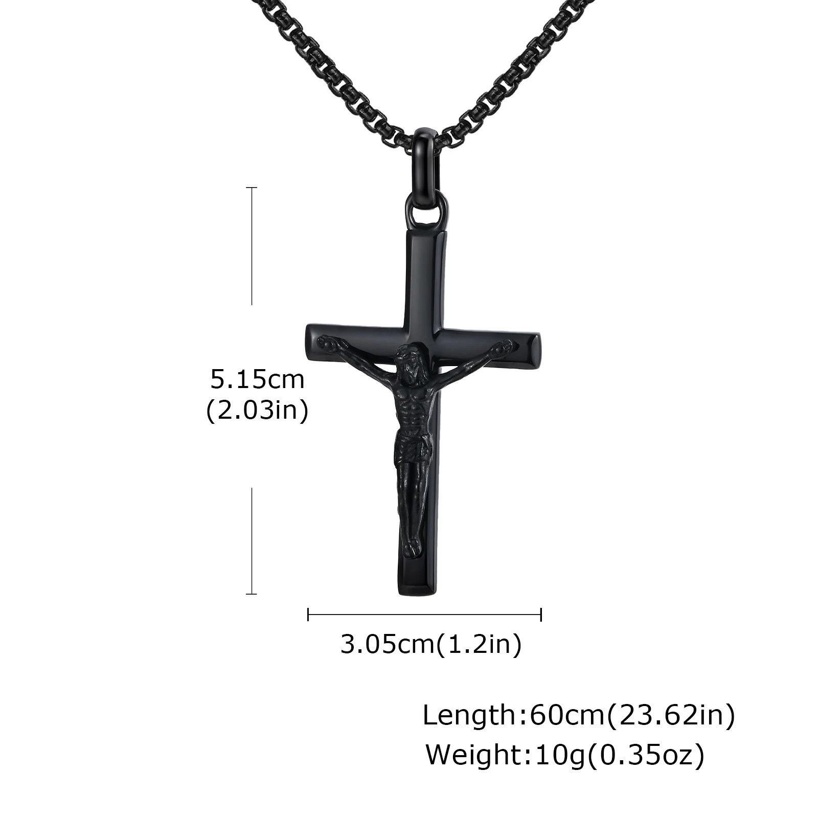 Waterproof Crucifix Cross Necklace for Men Boys,Stainless Steel Catholic Cross P