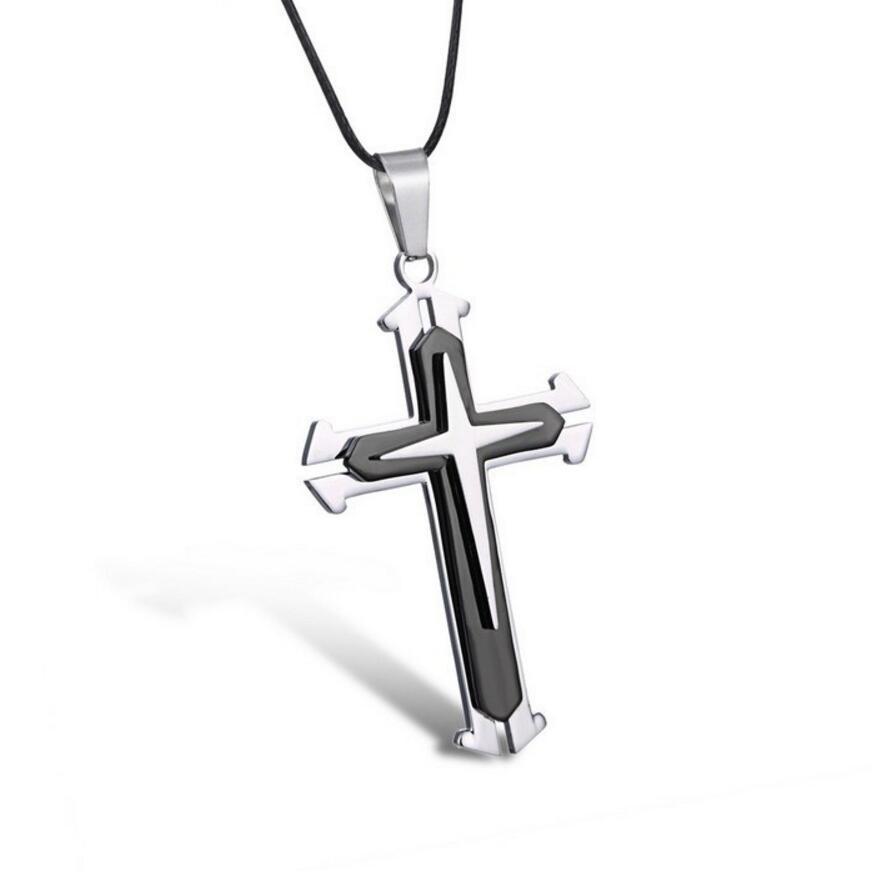 Boys Mens Stainless Steel Vintage Cross Necklace Men Women Pendant Best Gift