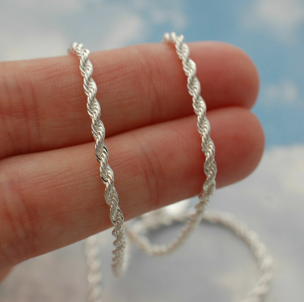 925 STERLING SILVER 3MM thick ROPE chain 22″ necklace men women female man