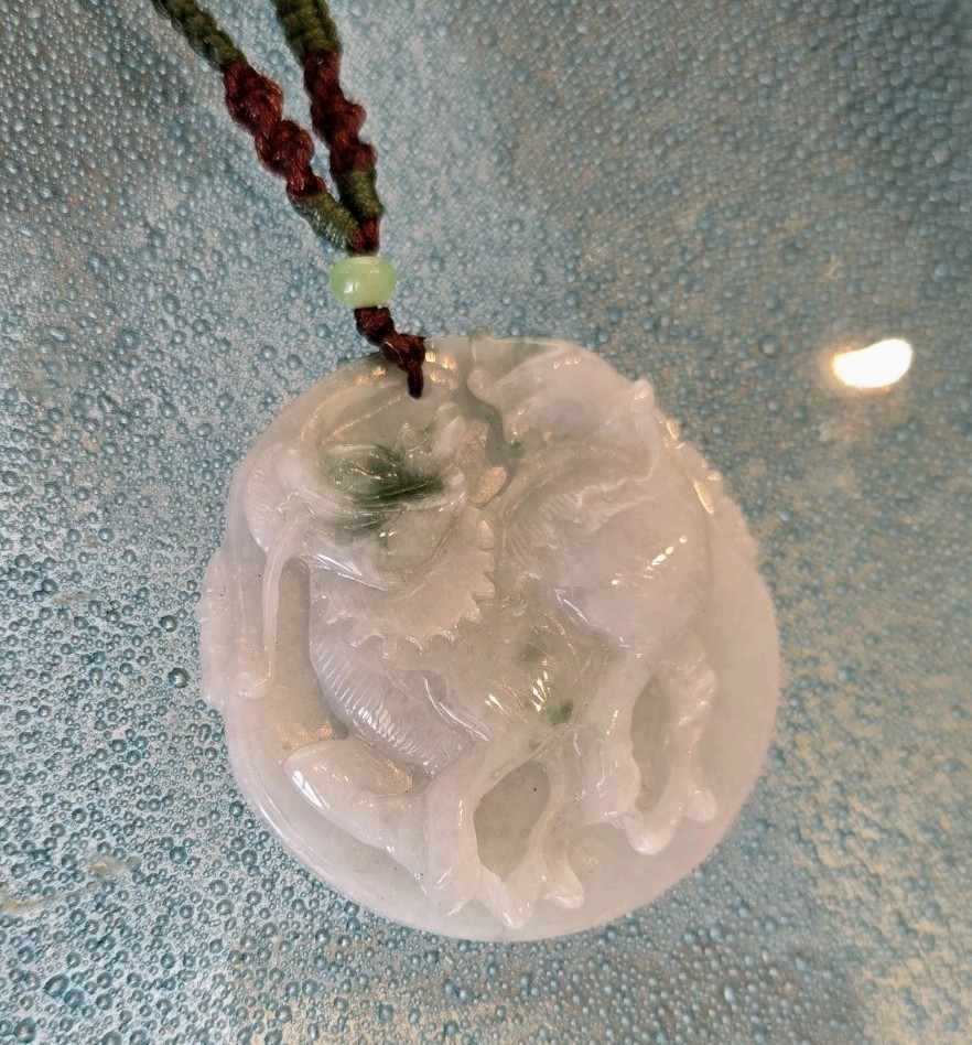Natural A grade Carve jade Jadeite Pendant Chinese Kylin, Qilin or Kirin (麒麟)