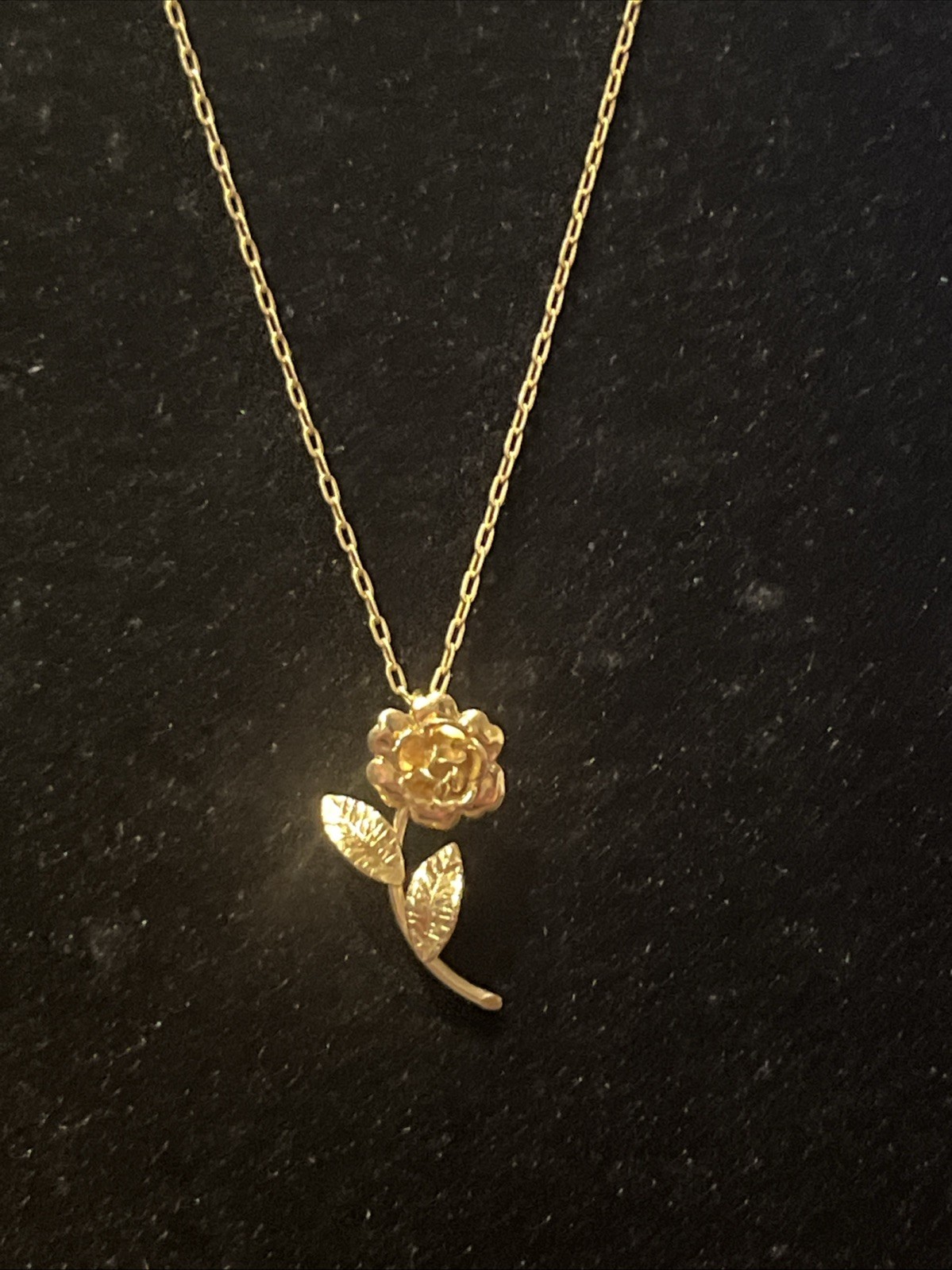 14k Yellow GF necklace Pendant Rose Dainty Chain Women’s Jewelry 17” Charm