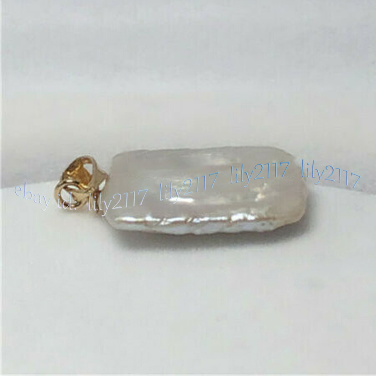 AAA 15-20mm Square Natural South Sea Baroque White Pearl Pendant 14K Yellow Gold