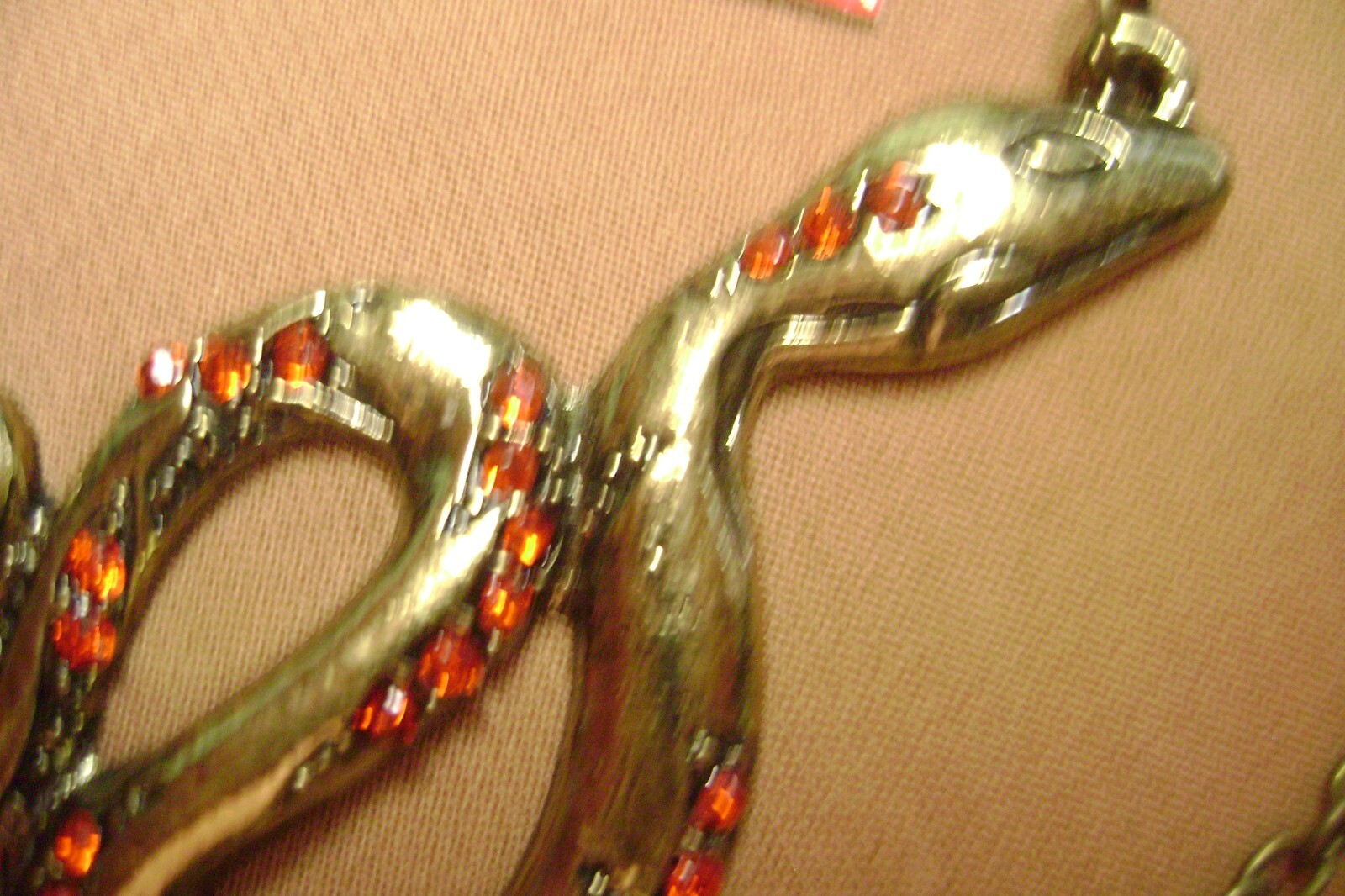 NWT- BETSEY JOHNSON RED CRYSTAL SNAKE GOLD TONE PENDANT NECKLACE -USA SELLER