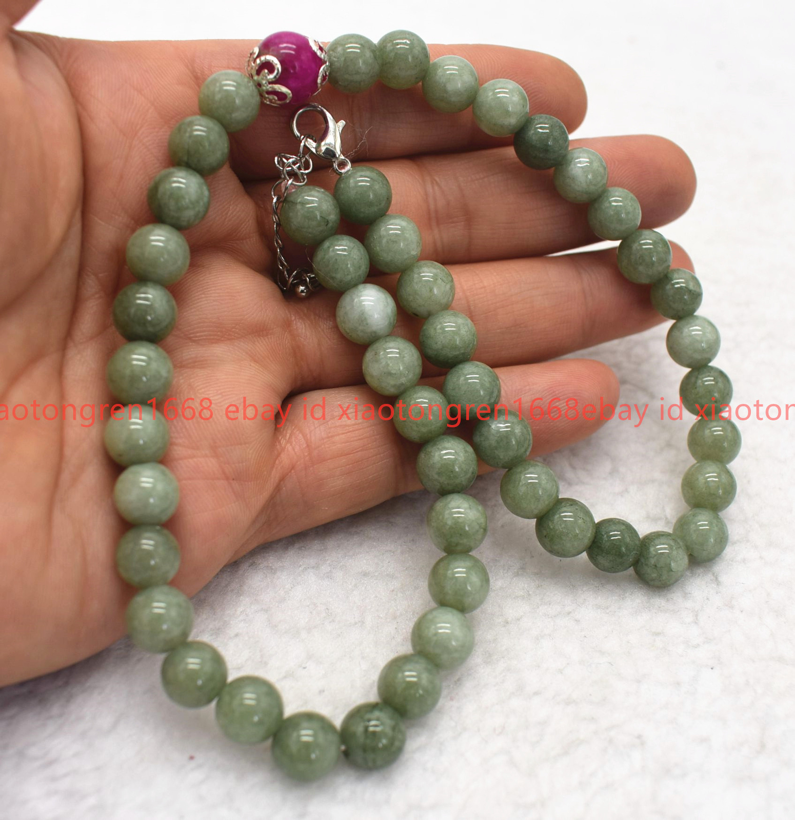 New Fashion 8/10/12mm A Green Jade Gemstone Round Beads Necklace 16-24in AAA