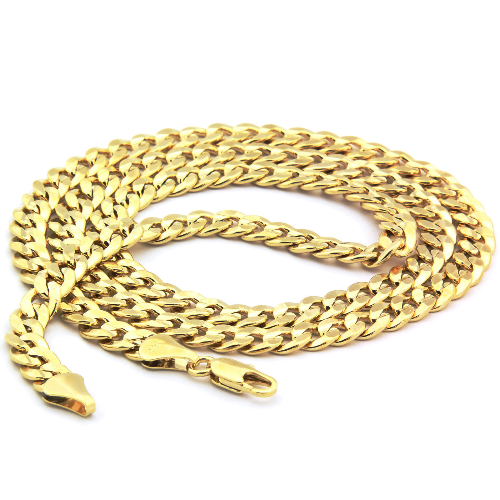 Mens 18k Gold Plated JESUS CROSS Hip-Hop Pendant 6mm Cuban Chain Necklace (S-4)