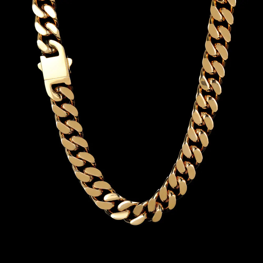 Cuban Link Chain Necklace Stainless Steel Flat Curb Wide Heavy Link Jewelry