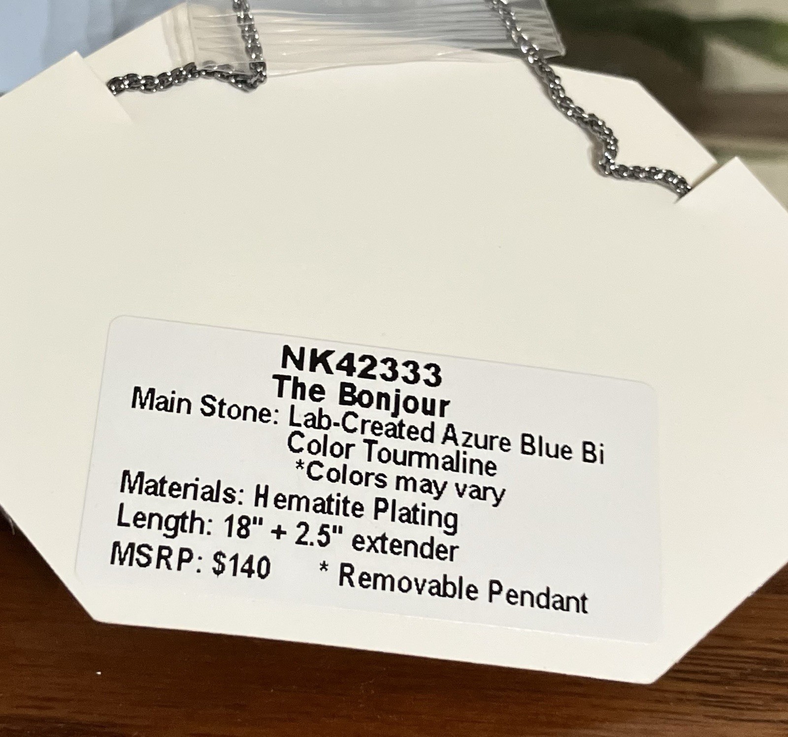 Bomb Party “The Bonjour” Azure Blue Bi Color Tourmaline OG Necklace Hema NK42333