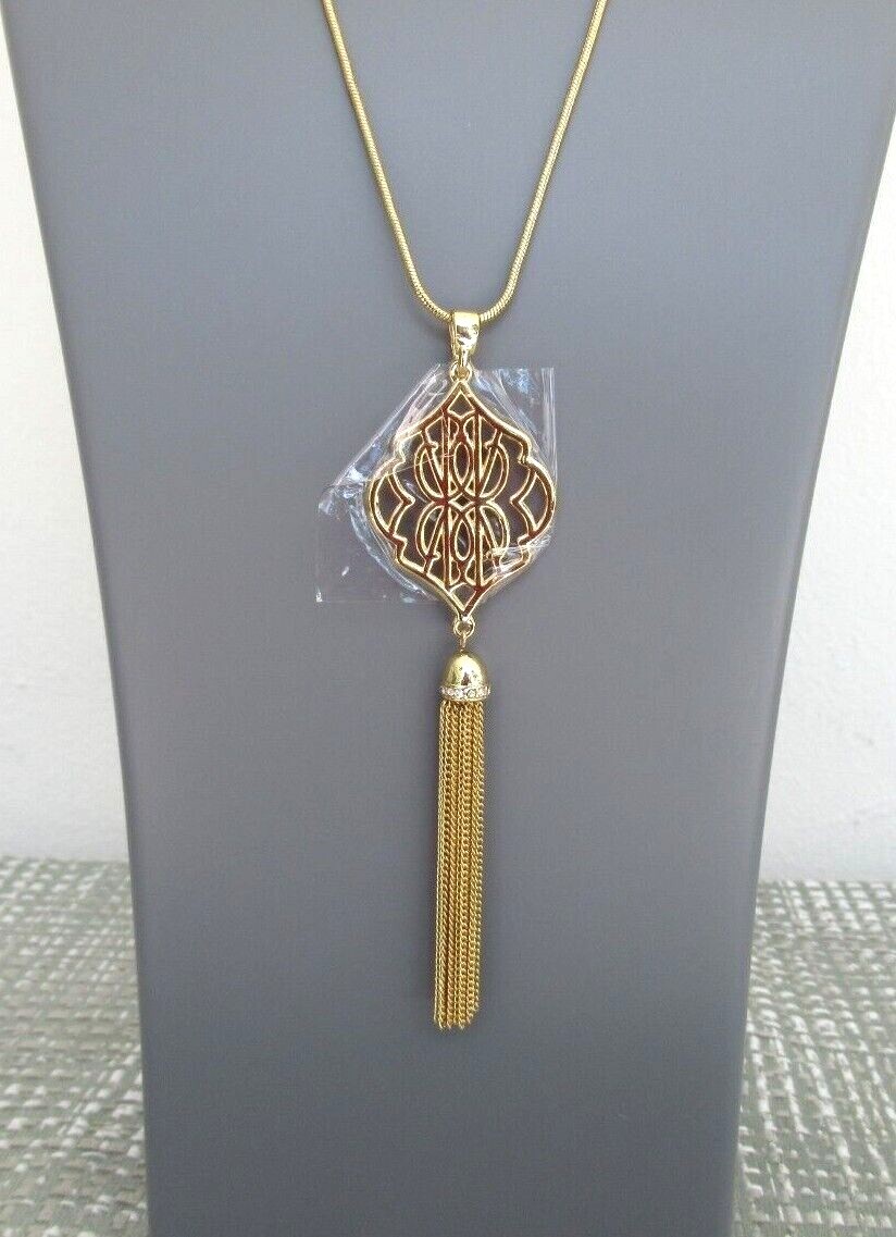 Vera Bradley Women’s Pendant W/ Tassel Necklace, Gold Tone, One Size 31″ L NWT