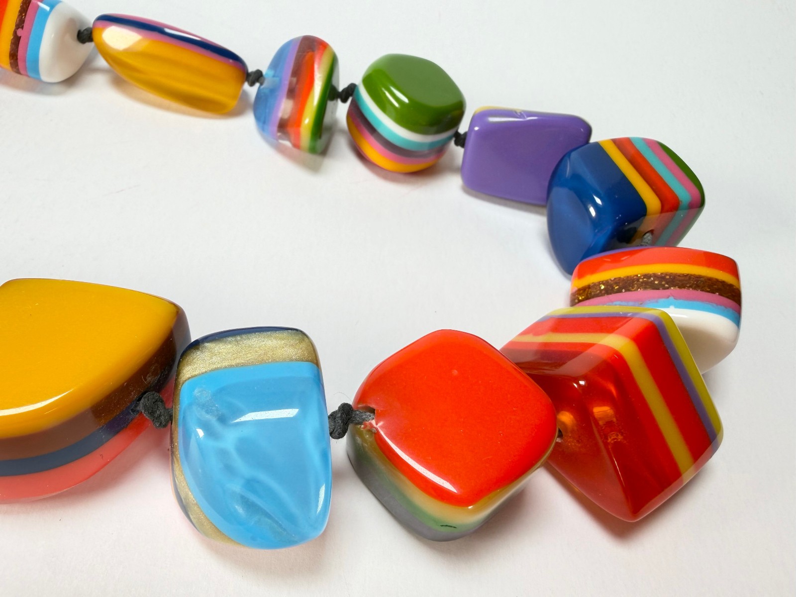 Jackie Brazil “Mix Colours” Large Stones Long 75cm Resin Necklace ( N0425 )