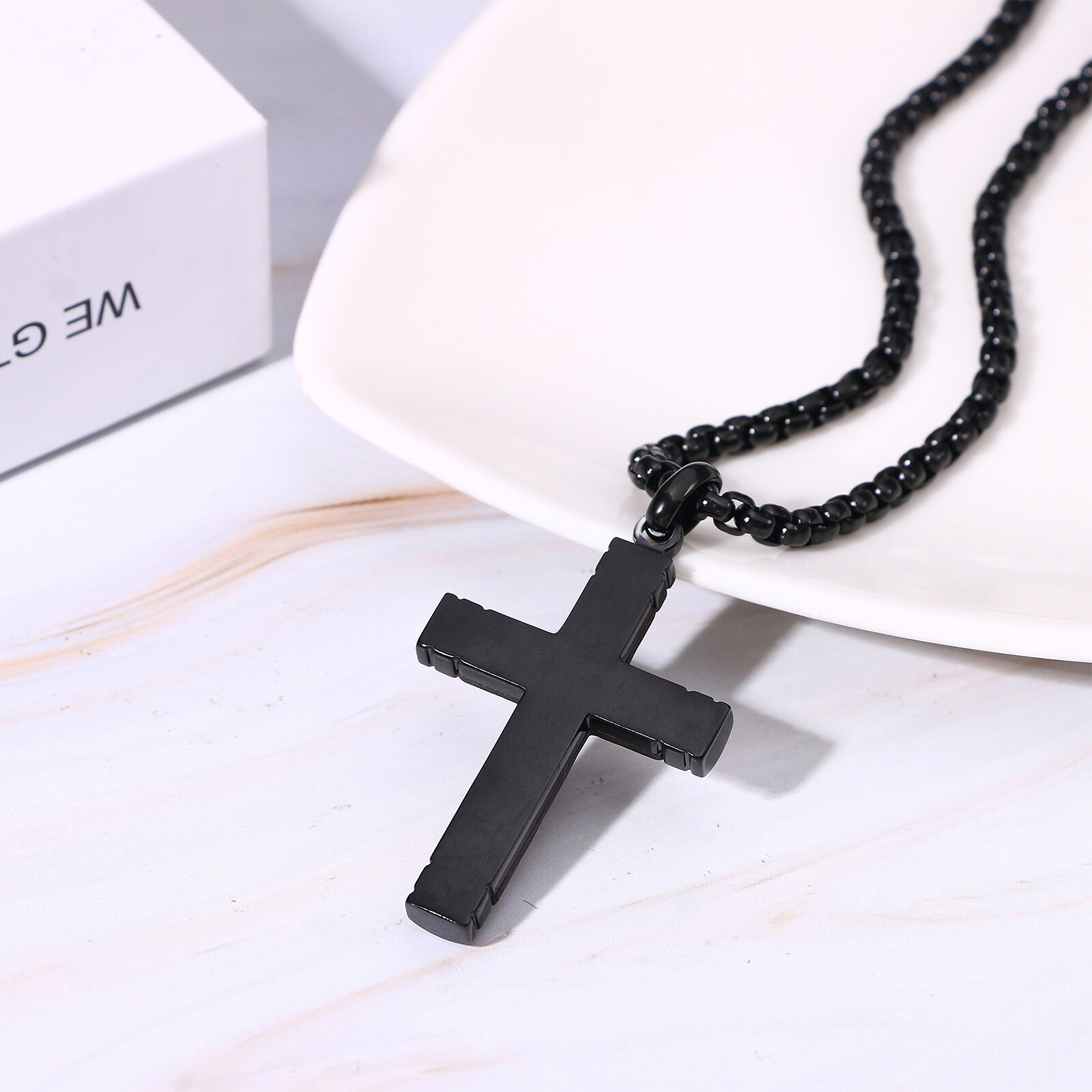 Cool Mens Boys Stainless Steel Natural Wood Cross Pendant Necklace Women Chain