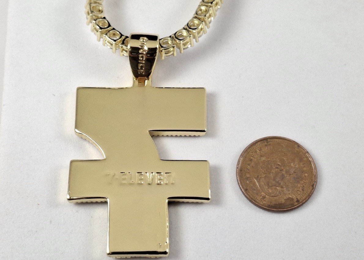 King Ice x 7-Eleven Gold Tone CZ Pendant Necklace Tennis Chain w/ Box Authentic