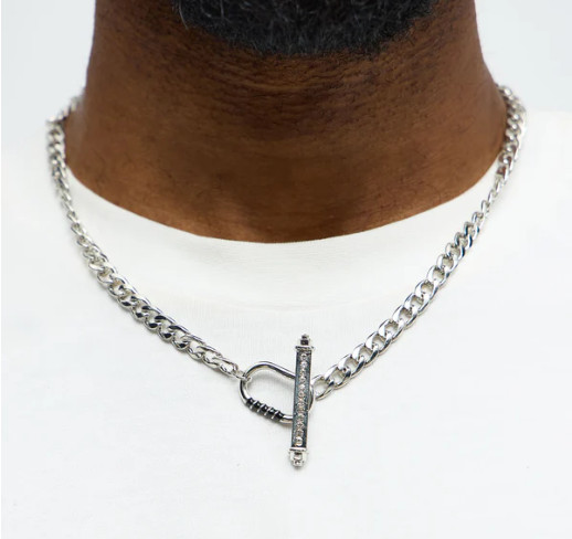Men’s Fashion Nova Grind City Necklace – Silver Metal Necklace 21 inch length