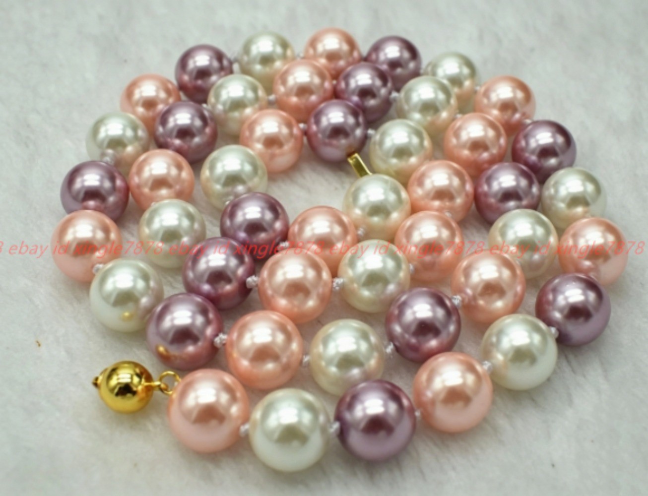 8/10/12mm White Pink Purple Shell Pearl (Not Pearl) Round Beads Necklace 16-36in