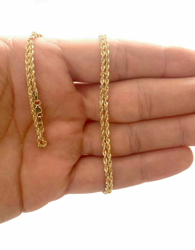 14k Solid Yellow Gold Rope Chain Necklace Bracelet 1mm-10mm Men Women Sz 7″-30″