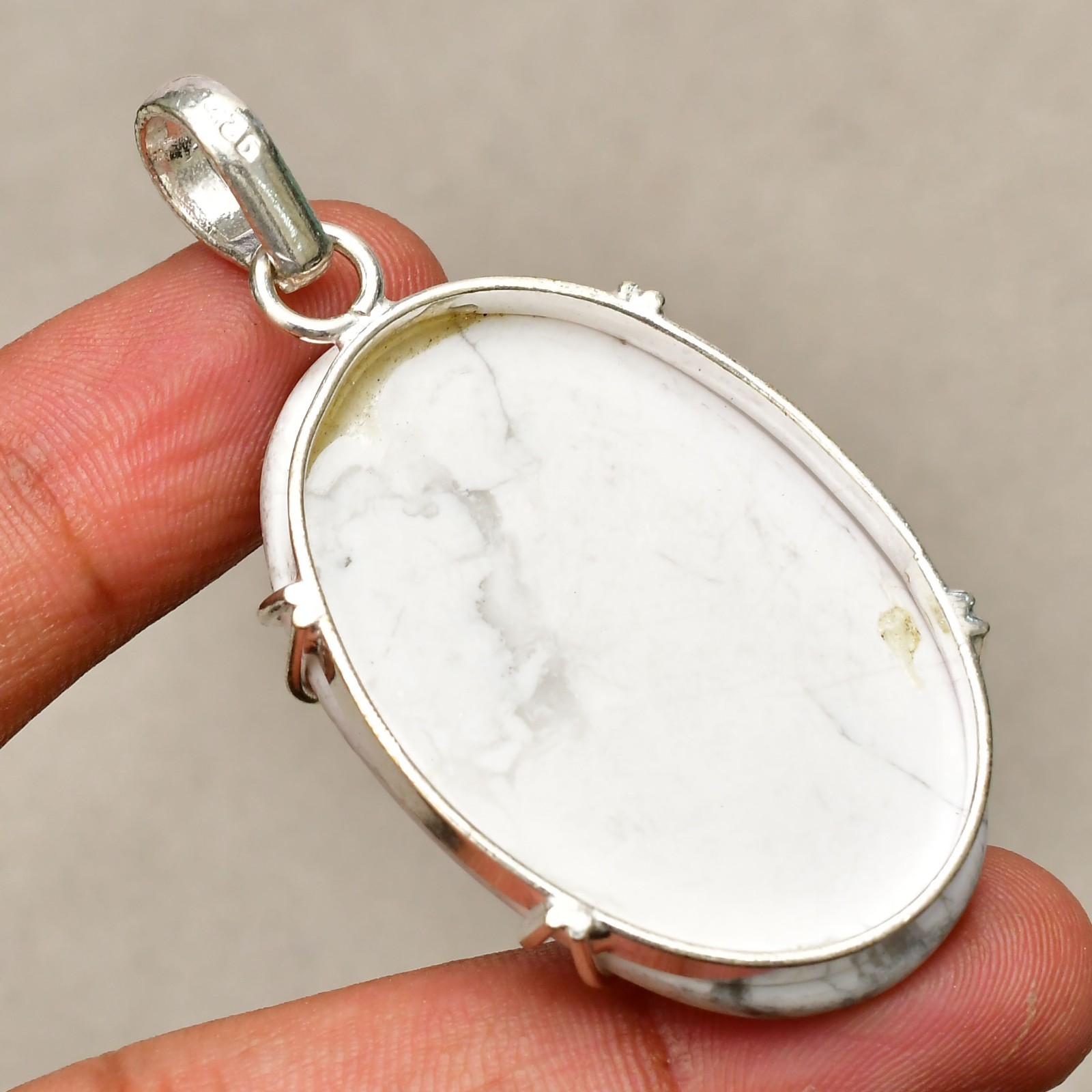 Howlite Gemstone Handmade 925 Sterling Silver Jewelry Pendant 2.08″