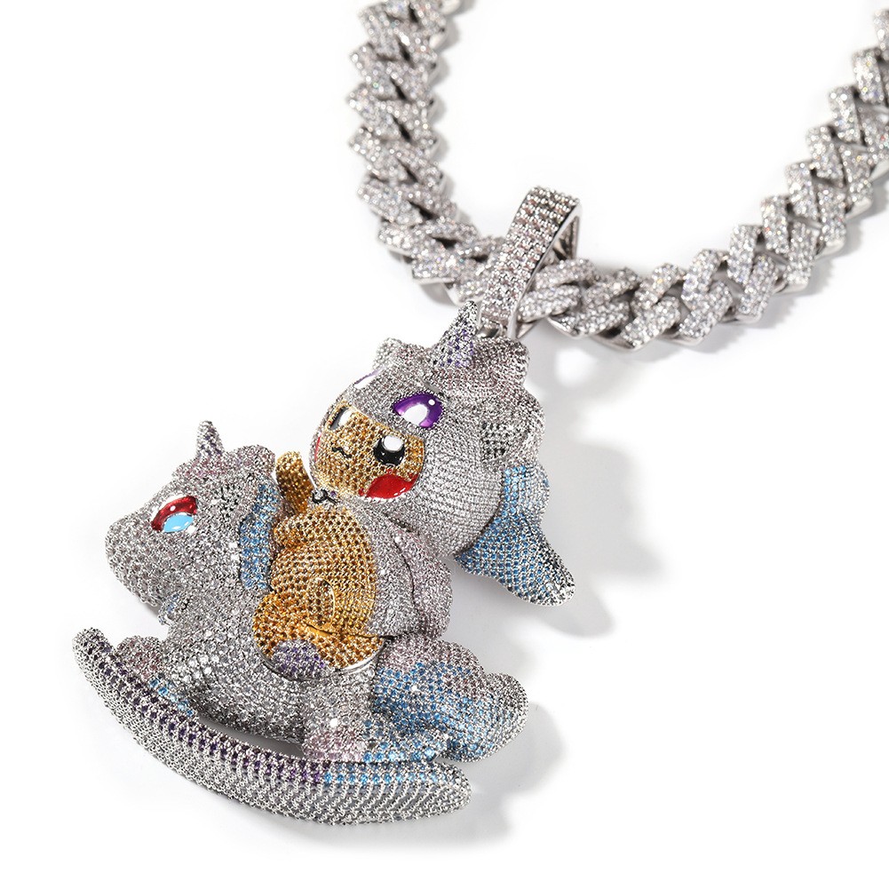 Hip Hop Cute Pendant Necklace 5A Zirconas 18K Gold Plated Women Men Jewelry Gift