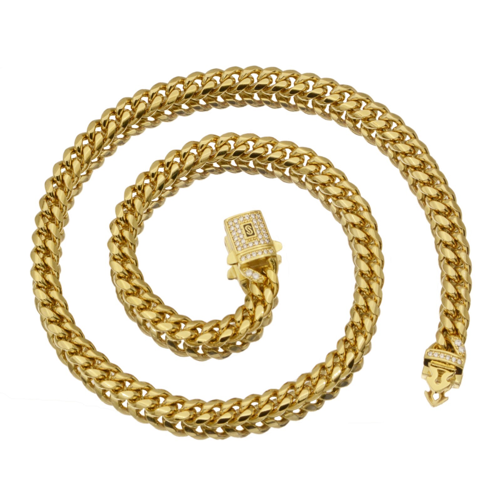 6-14MM Stainless Steel Gold Plated Miami Hip Hop Cuban Chain Or Bracelet F