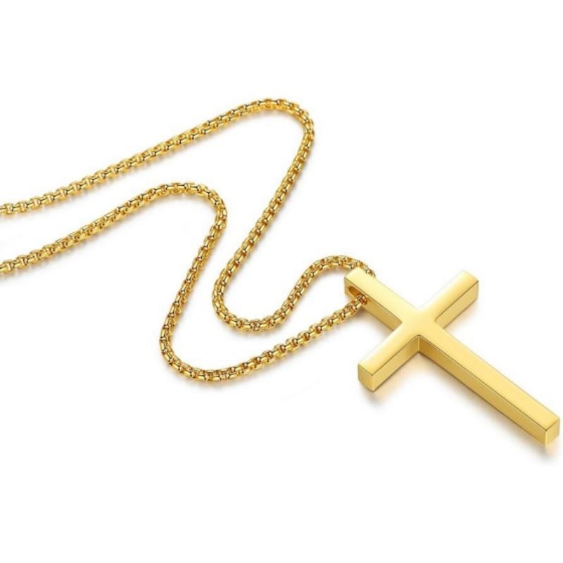Cross Necklace for Men Women, 3Color Option, Cross Chain, Simple Stainless Steel
