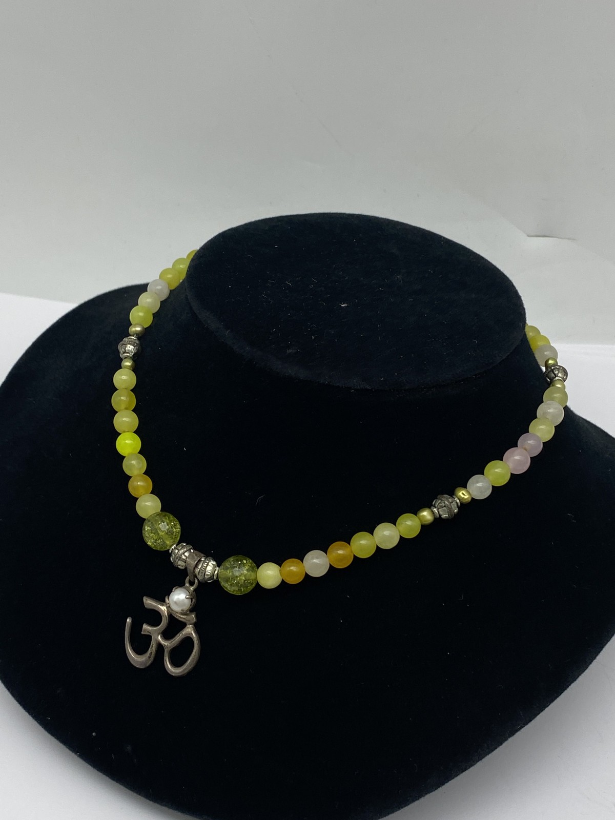 sterling Silver Multicolor Band Gemstones Beads Pendant Necklace 26.6g