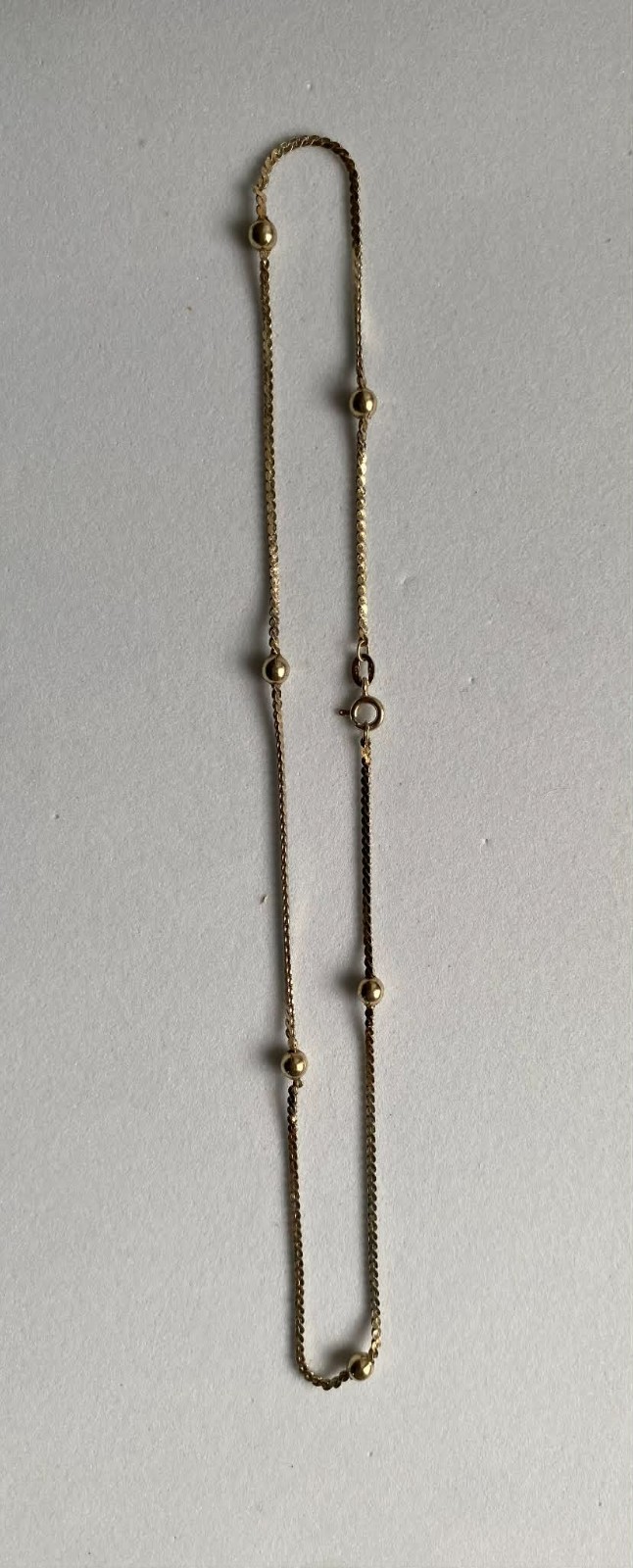 Vintage 925 italy gold over sterling silver delicate station bead chain necklace