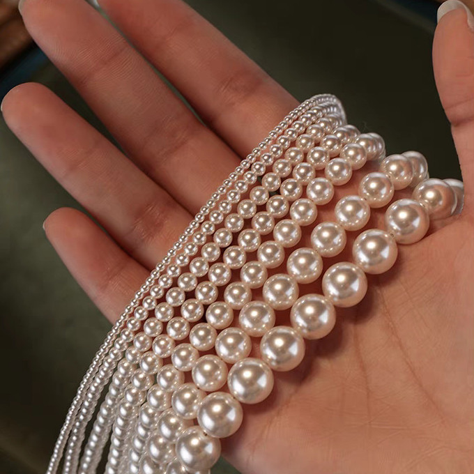 2 mm White Pearls Thin Chain Choker Necklace Lobster Clasp Adjustable