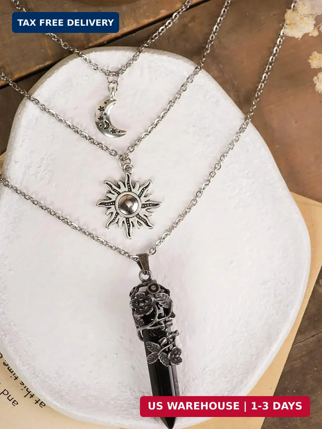 Sacina Gothic Emo Grunge Crescent Moon Choker, Moon Sun Star Choker Necklace, Go