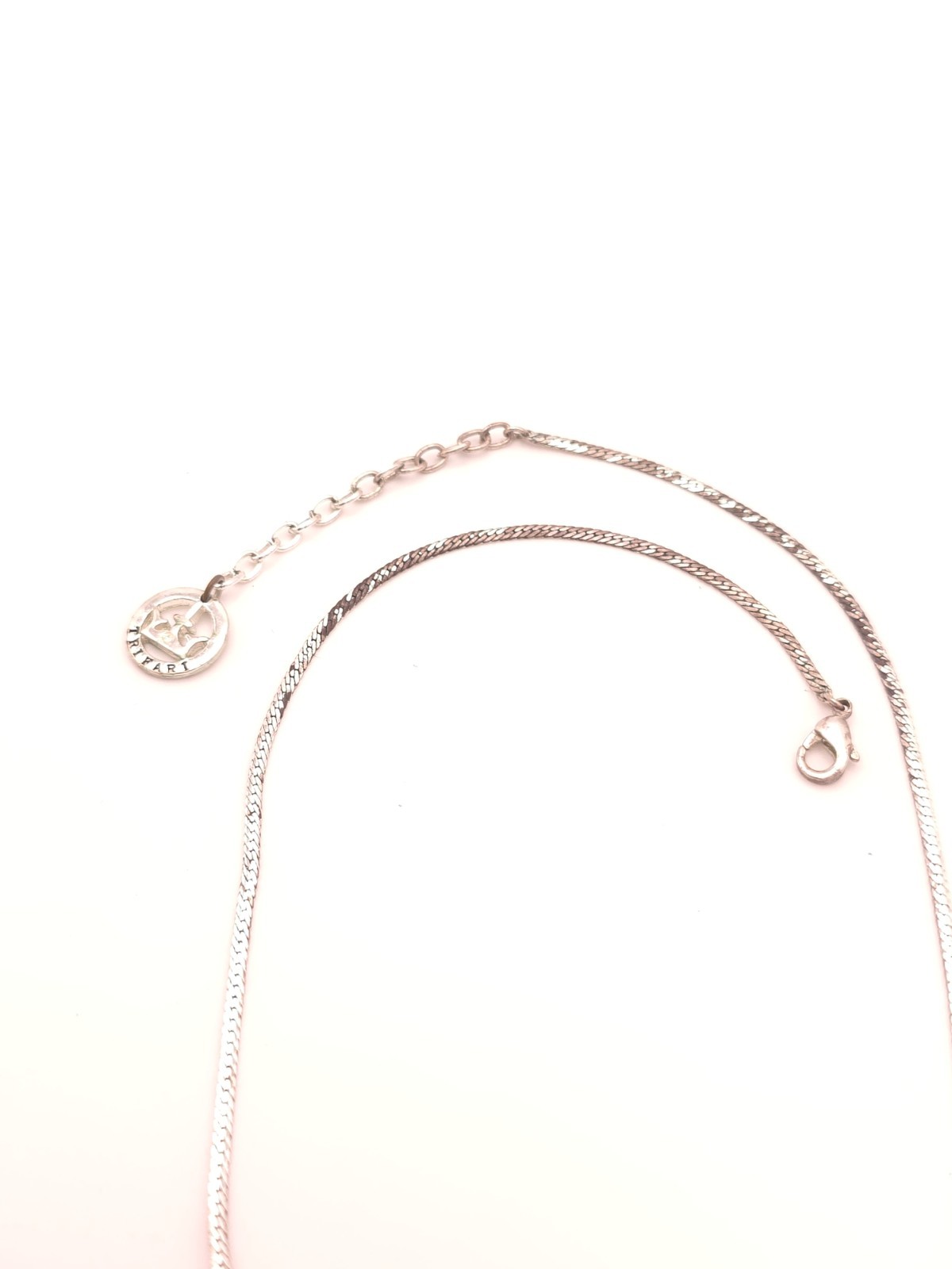 Vtg Trifari Signed Silver Tone Crystal Curved Bar Chain Necklace