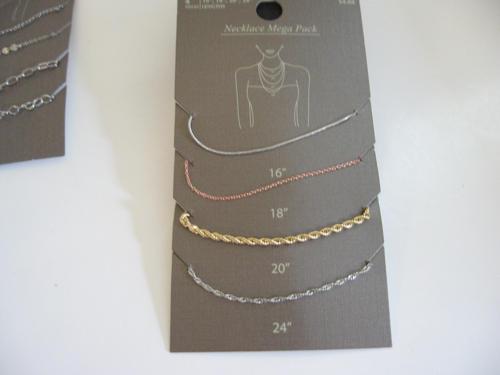2 Mega Pack Chain Necklaces 16/18/20/24″ Lengths Silver Gold Assorted Styles NWT