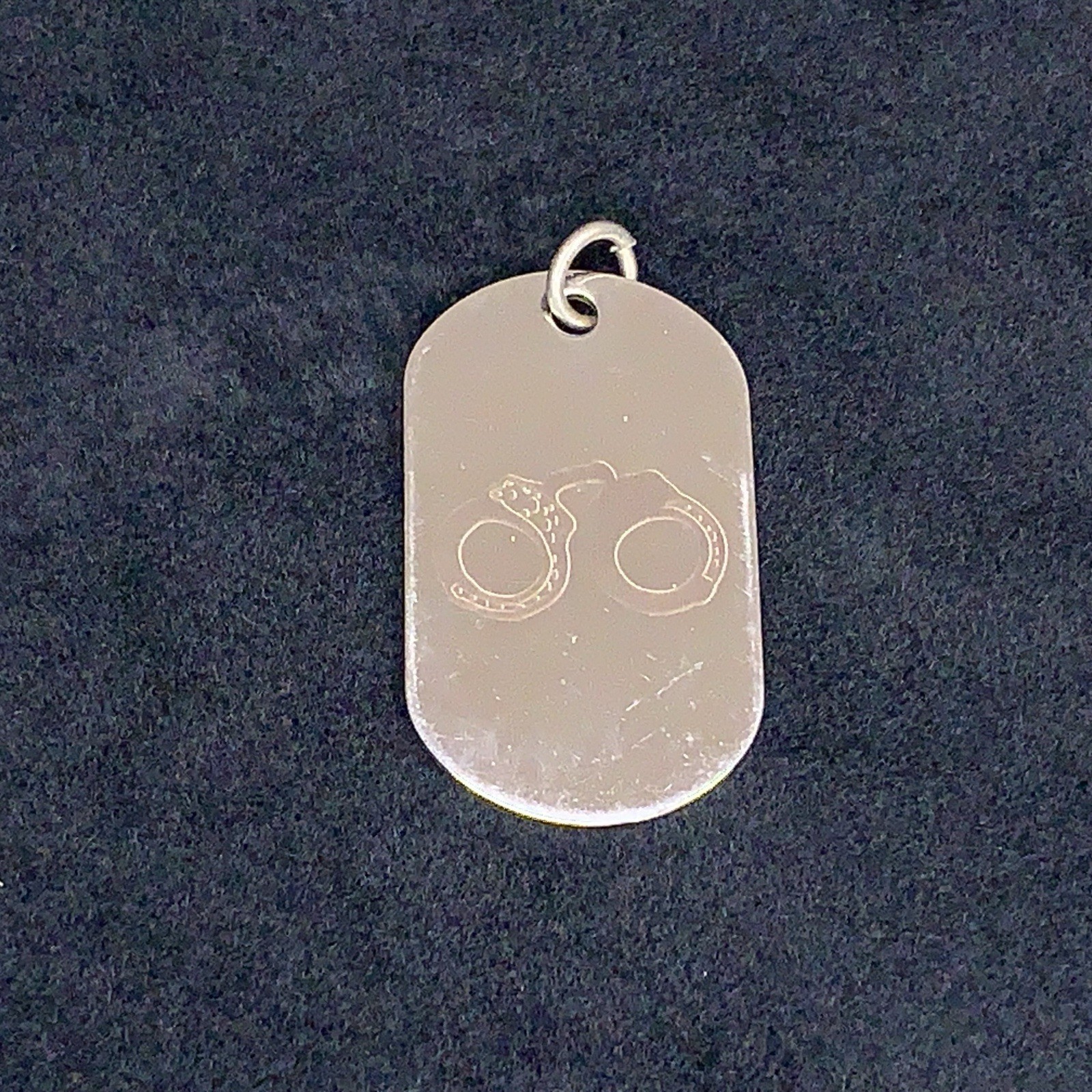 Silver Hand Cuff Pendant Dog Tag Style Adult Unisex Goth Punk