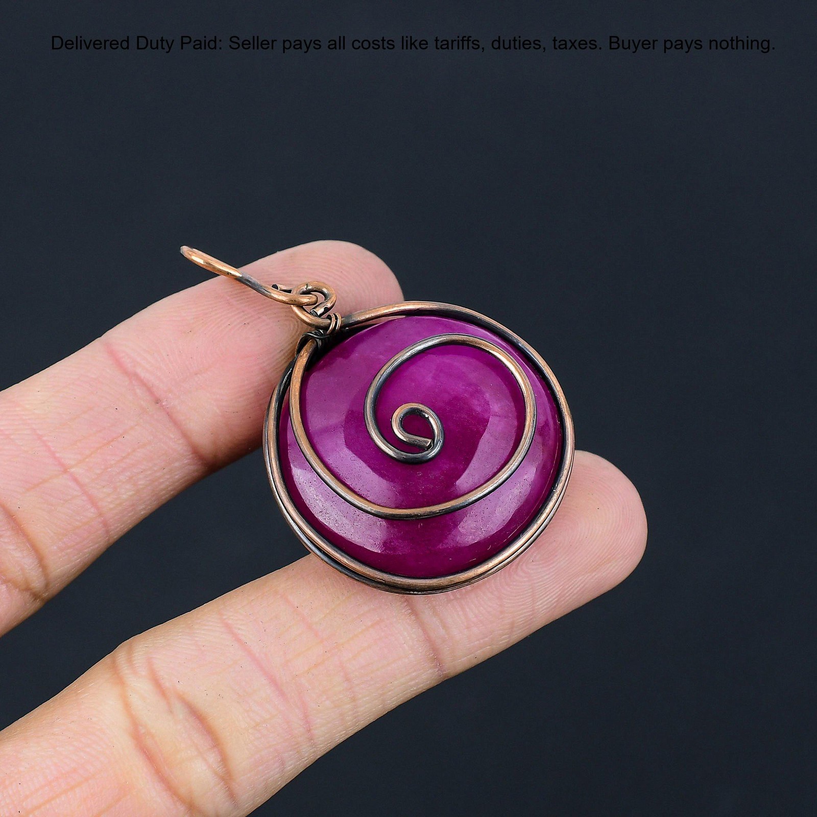 Natural Kashmir Rubi Copper Boho Wire Wrapped Daughter Artisan Birthday Pendant
