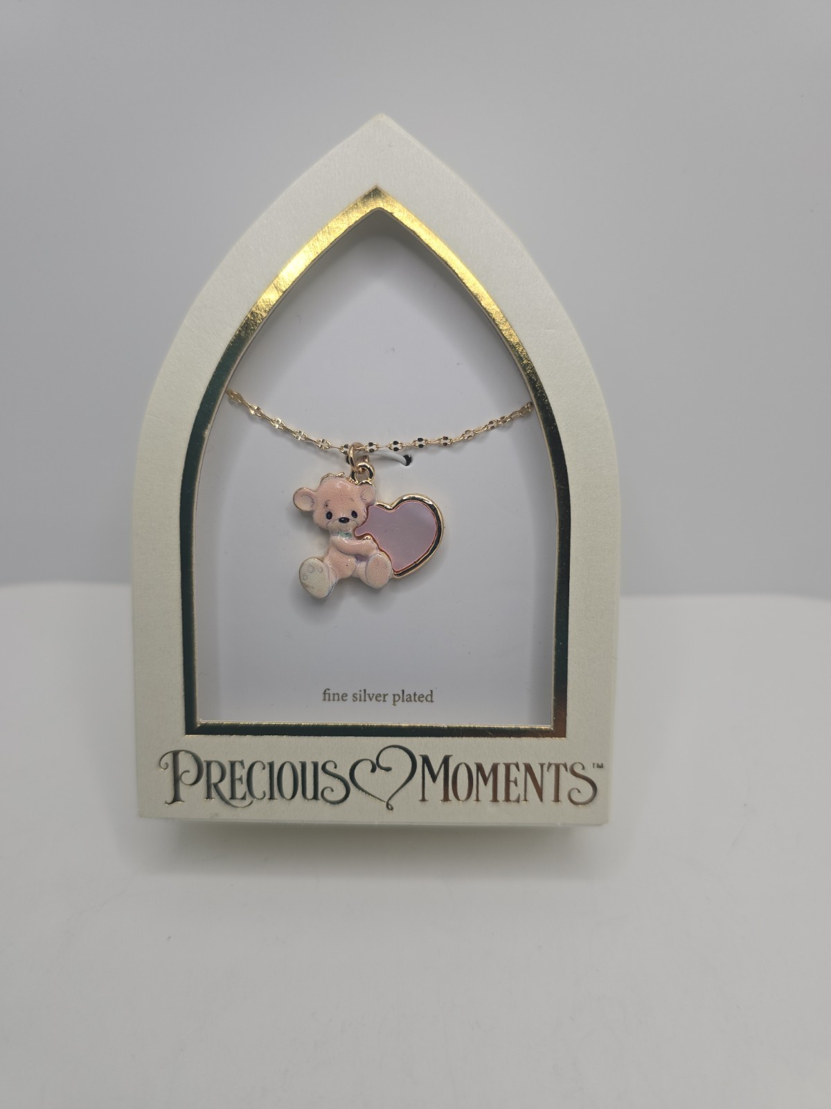 Precious Moments Fine Silver Plated Bear Heart Necklace New