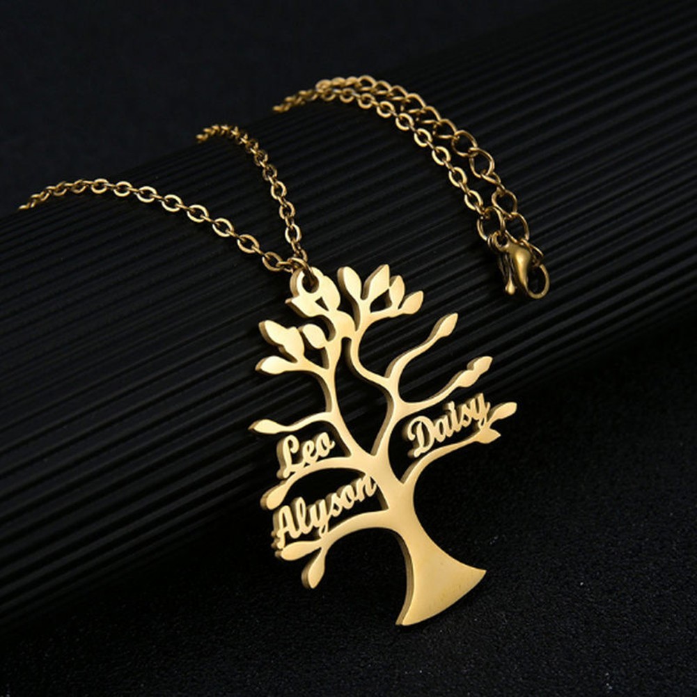 Personalized Family Name Tree of Life Necklace Charm Pendant Custom Gift Jewelry