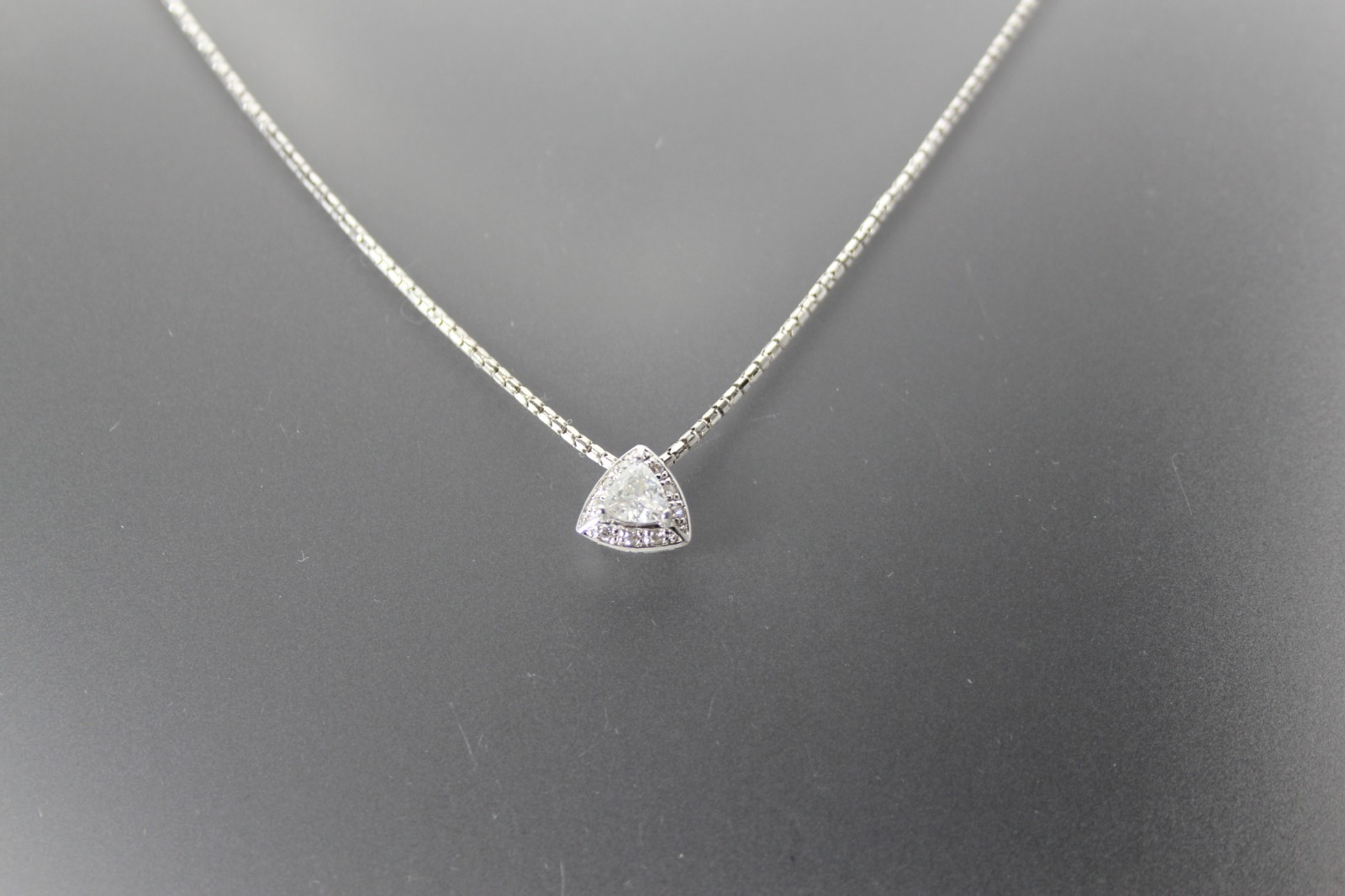 Sterling Silver 925 Trillion Cut CZ Pendant 18″ Long Necklace 4.5 G (NEC5939)
