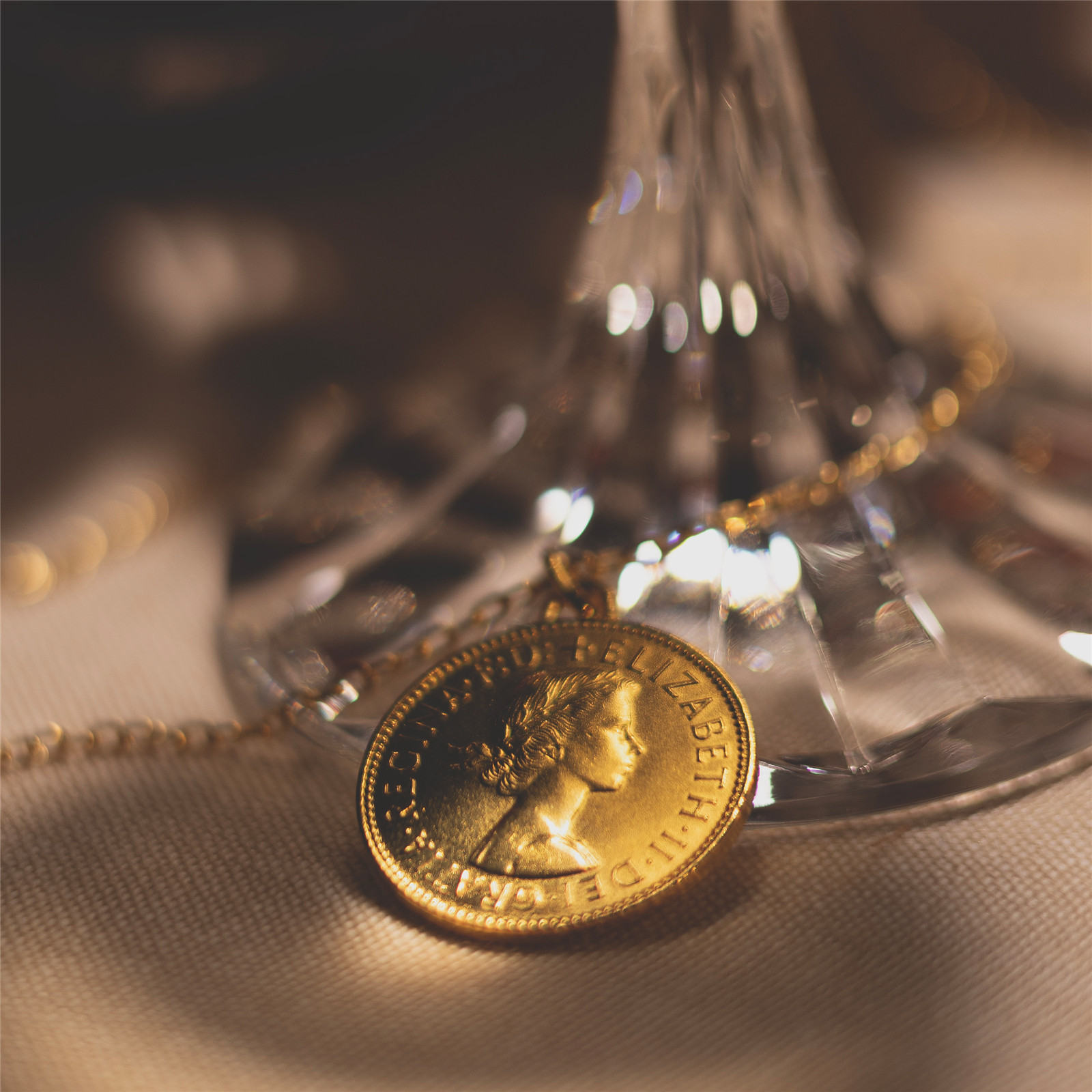 18K Gold Plated British 1/2 Penny Coin Medallion | Necklace | Queen Elizabeth II