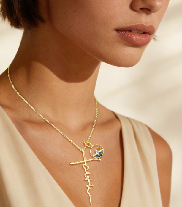 NIB Jiyvy32 Mustard Seed Mountain Faith Gold Tone Necklace 18-20″, Adjustable