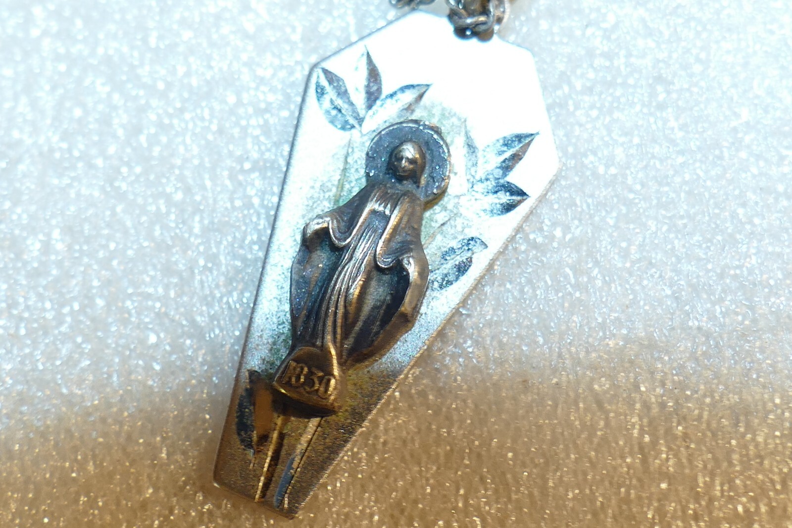 Sterling Silver Etched Pendant on chain, Angel of Harmony Stamped 1030