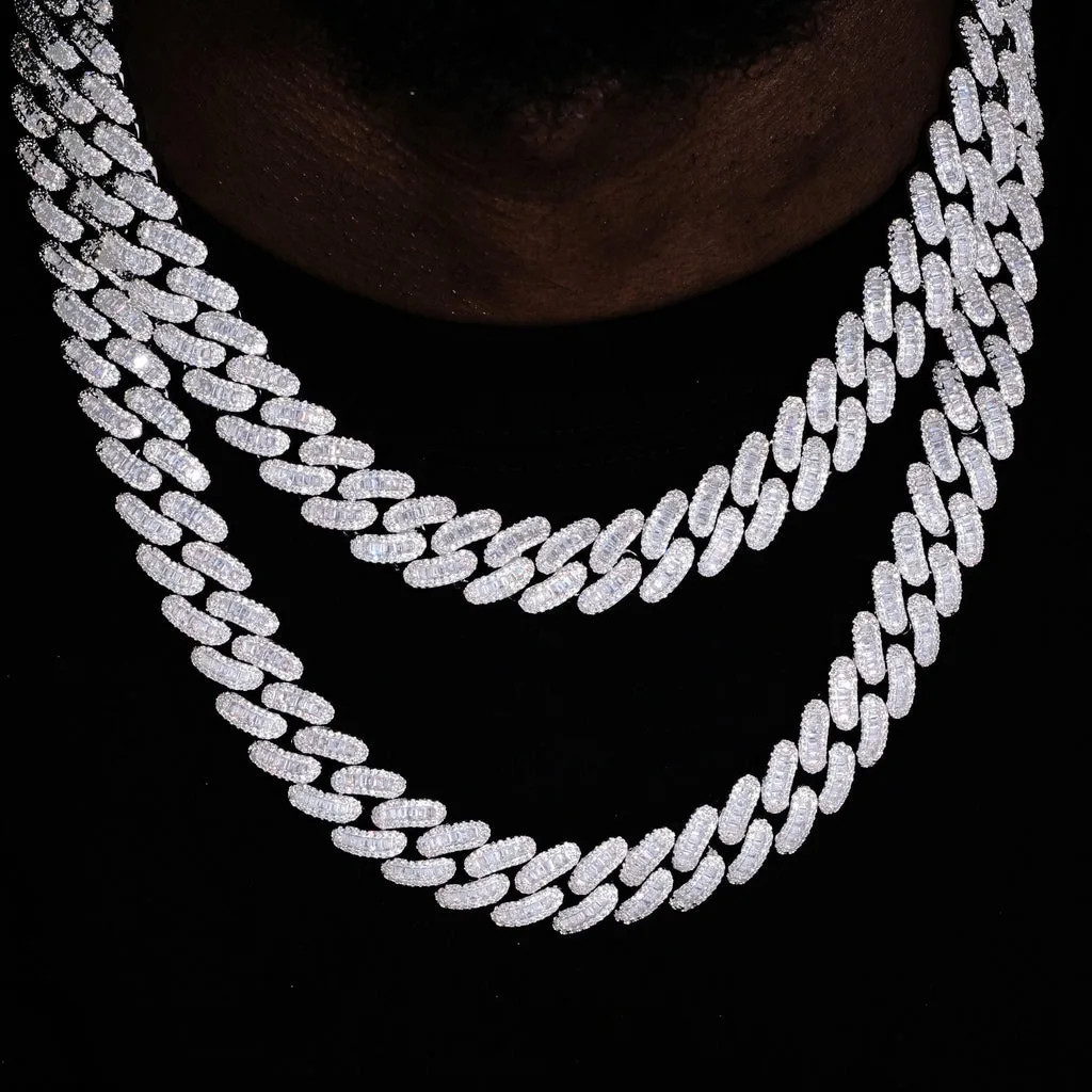 15mm Iced Cuban Link Necklace With Hand-Set Zircon