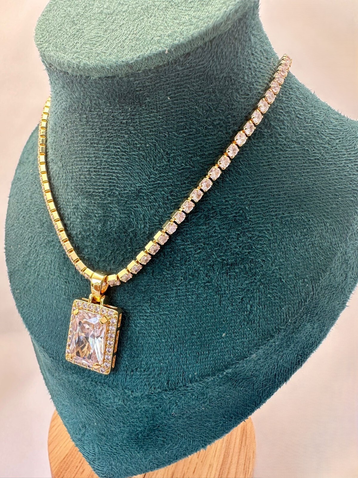 Zircon Tennis Chain pendant Necklace Charm Tarnish Free Fashion Stainless Steel