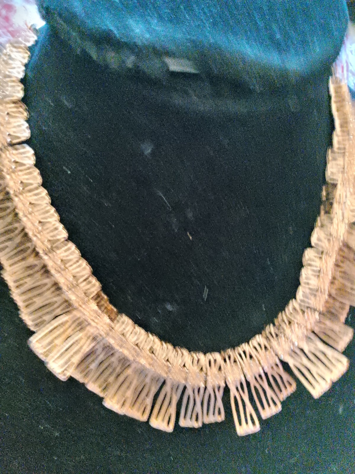 Gold Tone Metal Fringe Bib Statement Collar Necklace No Stone