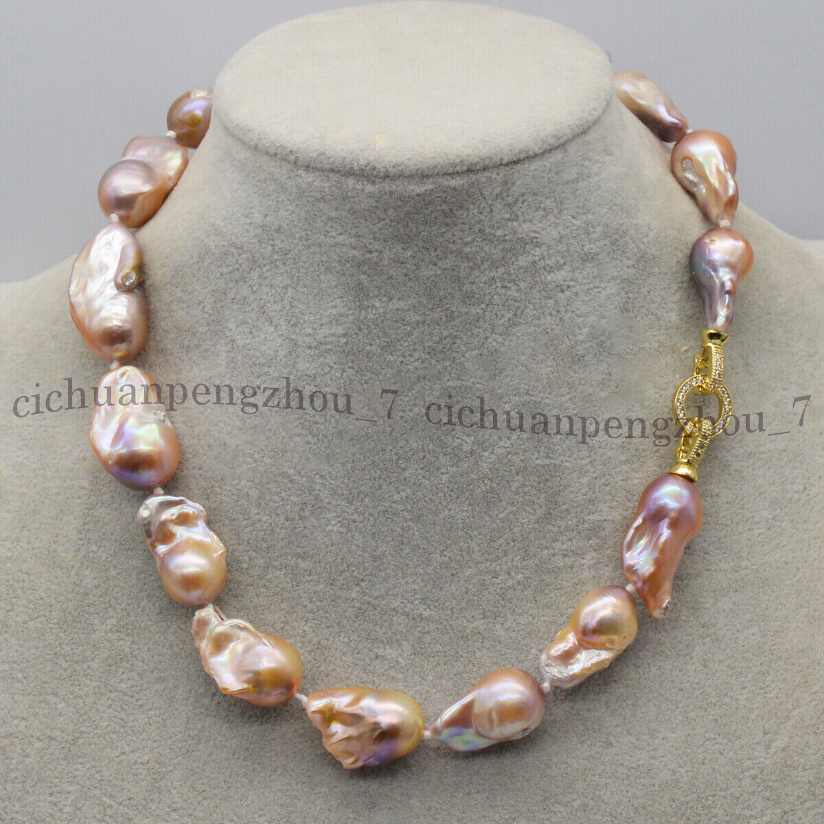 Huge 15-25mm Natural Pink Purple South Sea Keshi Baroque Pearl Necklace 18”