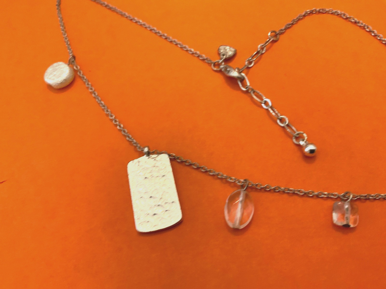 ID Signet tag Coin Pearl crystal AEO American Eagle outfitters dainty necklace