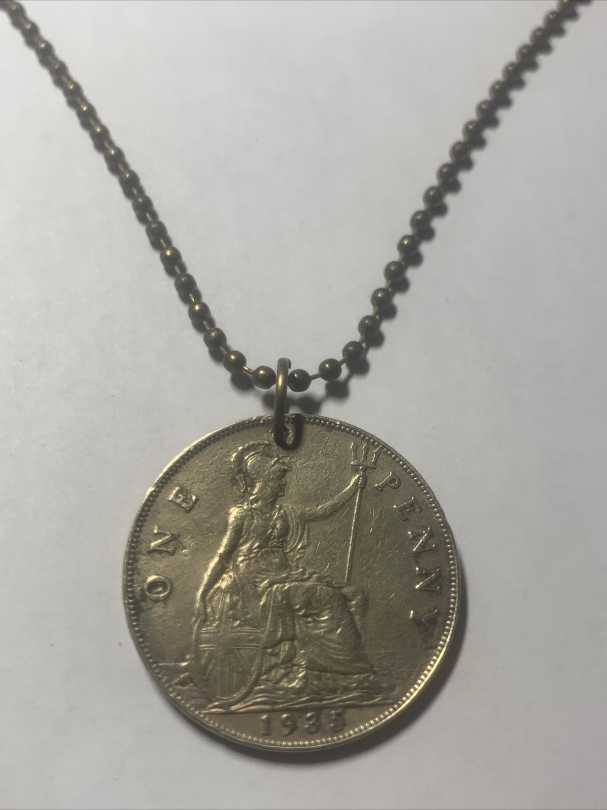 1935 UK Real Circulated Antique Large Coin Pendant. King George VI. Great 🎁