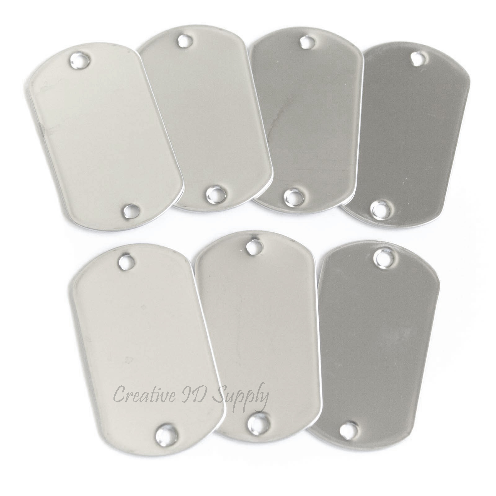 WHOLESALE 200 100 50 25 TWO HOLE BLANK DOG TAG STAINLESS STEEL MILITARY SPEC
