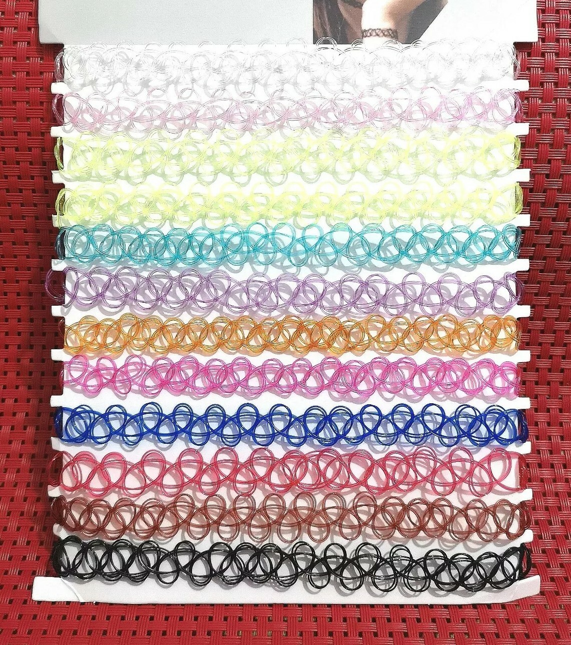 12 Multicolour Elastic Stretch Choker Plastic Womens Girls Chocker Necklace UK