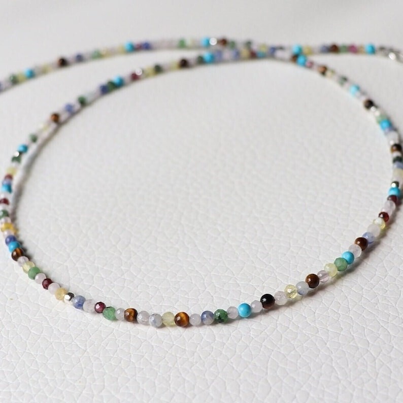 A++ Beautiful Multi Mix Micro Faceted Round Beaded Choker Women Necklaces 18”