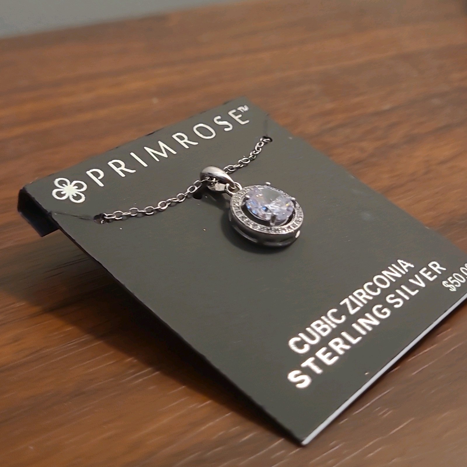Primrose 925 Sterling Silver Clear Round CZ Halo Pendant Necklace Cable Chain