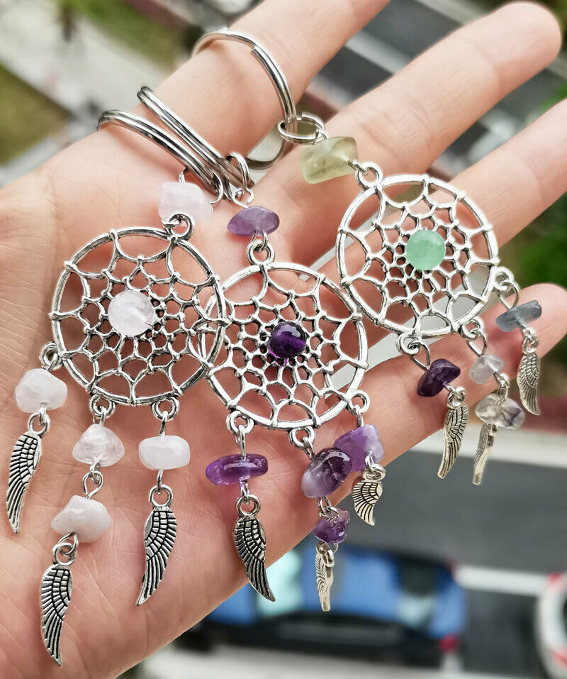 10pcs Amehyst vary Gems Dreamcatcher Pendants Bag clasp Chakra Reiki Amulet