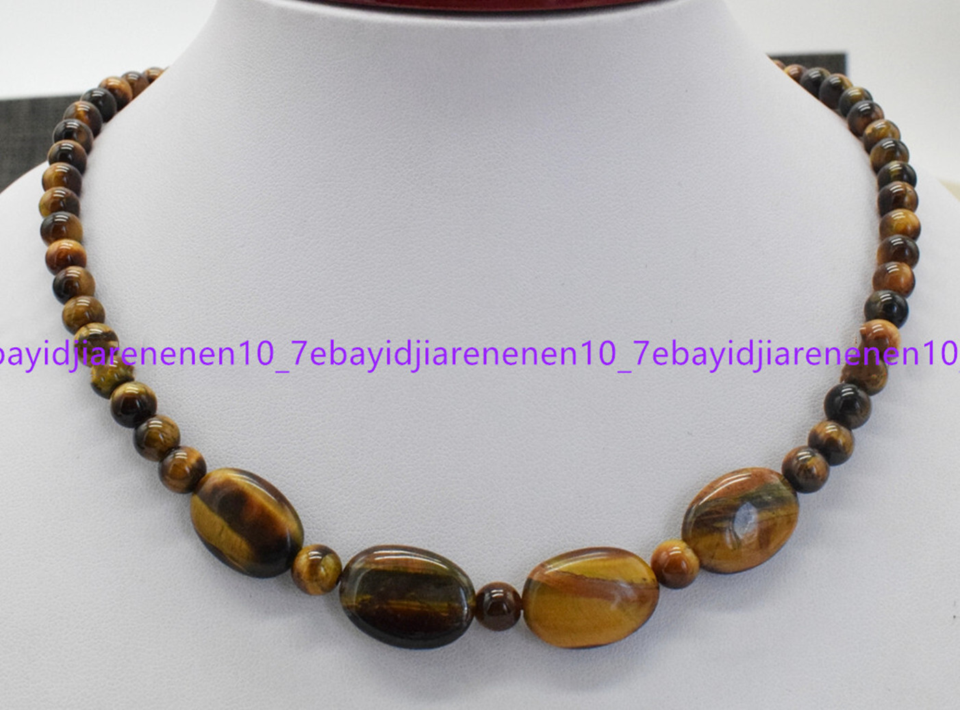 Natural 6mm & 13x18mm Yellow Toger’s Eye Gems Round Oval Beads Neckalce 16-28 in